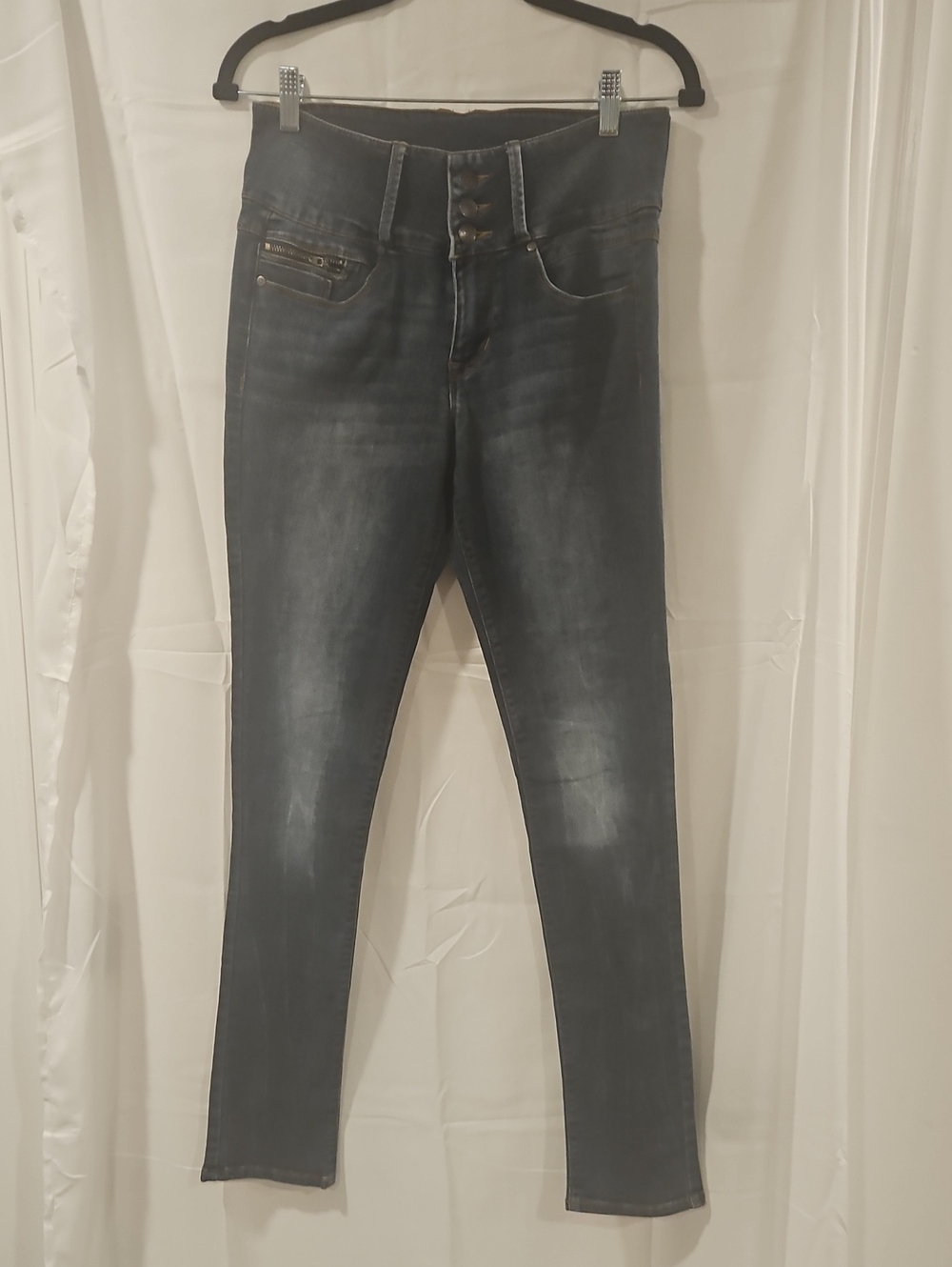 High-Rise Dark Gray Skinny Jeans - Sleek Stretch Fit